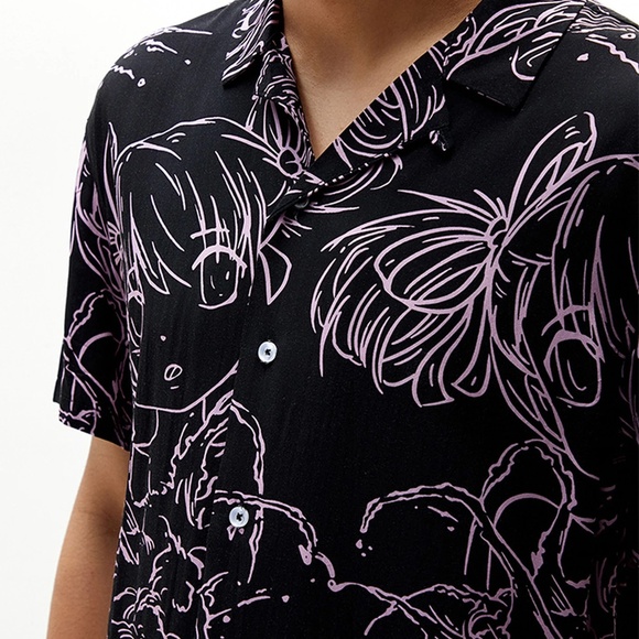 PACSUN Anime Lines Camp Shirt - Picture 2 of 13